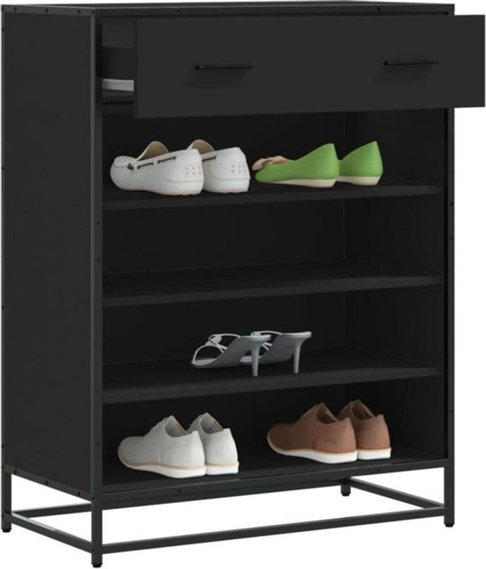Schuhschrank Vidaxl in Schwarz aus Holzwerkstoff und Metall im Industrial Design, B/T/H: 75 x 38 x 97,5 cm - Bild 1