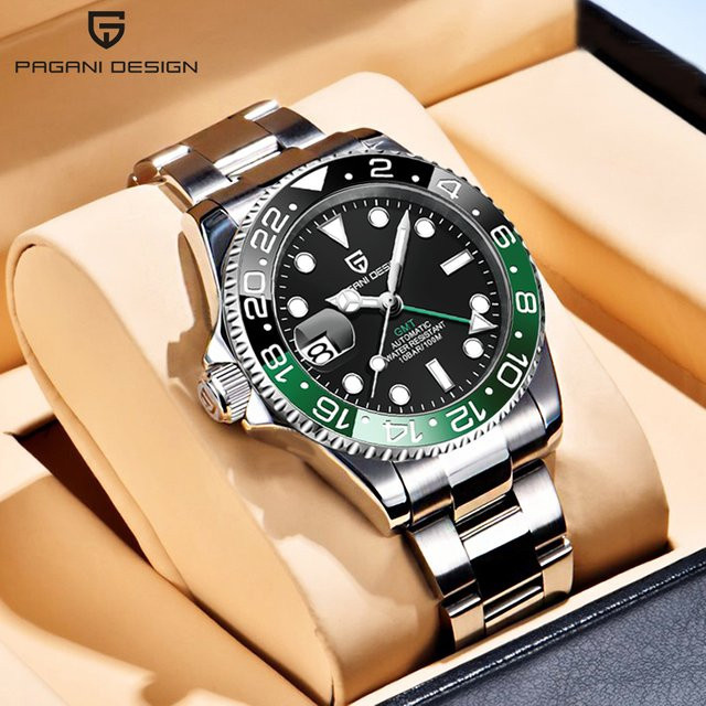 PAGANI DESIGN Automatik-Armbanduhr, Edelstahl, Schwarz, Herren - Bild 1