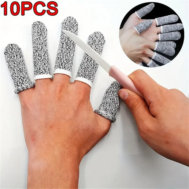 10 Stück Anti-Cut Fingerschutzhüllen in Grau, elastische und verschleißfeste Fingerhülsen zum Schutz vor Schnitten - Bild 1