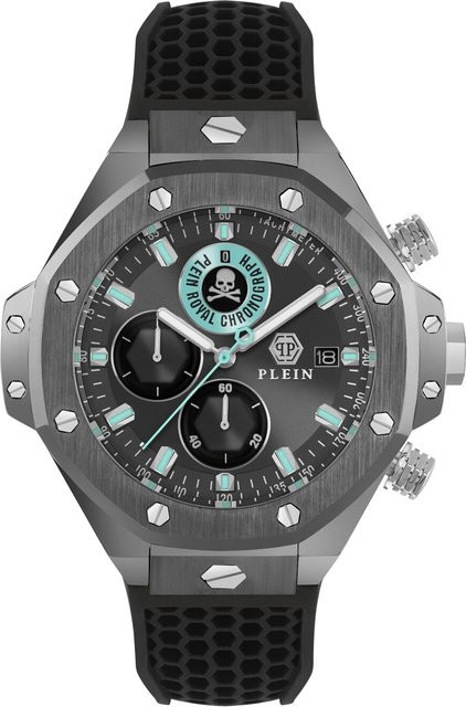 Philipp Plein Chronograph, Quarz, Edelstahl, Silikon, Grau, Herren - Bild 1