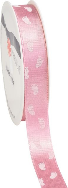 Satinband Babyfüße von PRÄSENT in Hellrosa aus Polyester - Bild 1