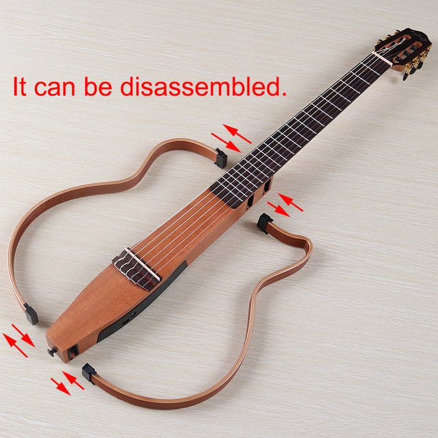 V-glorify Klassische Elektrische Reisegitarre mit Cutaway-Design, Sapele-Korpus, 39 Zoll, 6 Nylonsaiten, Braun - Bild 1