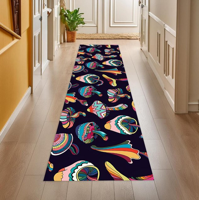 Läufer Teppich Lodestar mit psychedelischem abstraktem Muster in Multicolour, B/T/H: 120 x 40 cm - Bild 1