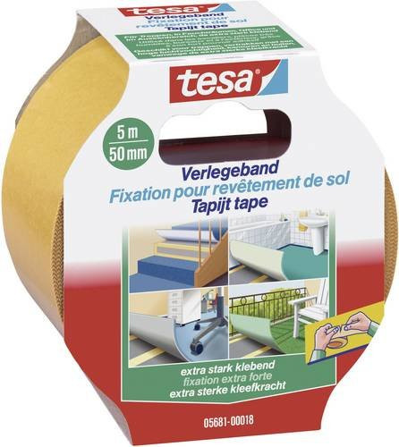 tesa EXTRA STRONG 05681-00018-11 Doppelseitiges Verlegeband Orange, Länge: 5 m, Breite: 50 mm - Bild 1
