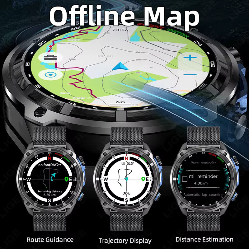 foxbox Smartwatch, GPS, Edelstahl, Schwarz, Rund - Bild 2