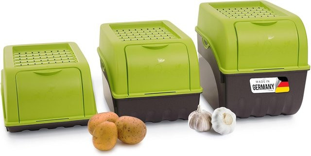 Novaliv Kartoffel Aufbewahrungsboxen Set aus Kunststoff in Grün, stapelbare Gemüseboxen mit 3,5 l, 5 l und 9 l Volumen - Bild 1