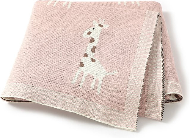Mimixiong Baby Decke aus Baumwolle gestrickt, Pink, B/B: 100 x 80 cm - Bild 1