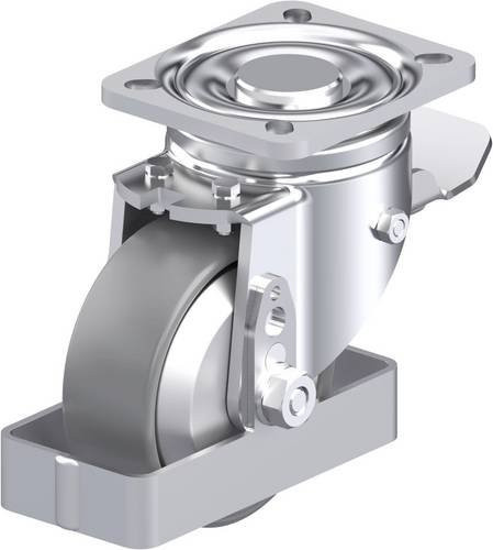 Blickle Stahlblech-Lenkrolle LH-PO 100G-1-ST-ELS-FA-FS in Grau mit 100mm Rad-Durchmesser und 280kg Tragfähigkeit - Bild 1