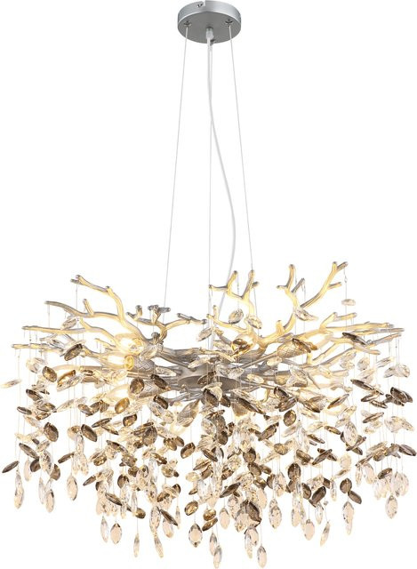 Kronleuchter QUEENA von GLOBO Lighting in Silber und Grau aus Metall und Kristallglas, höhenverstellbar - Bild 1
