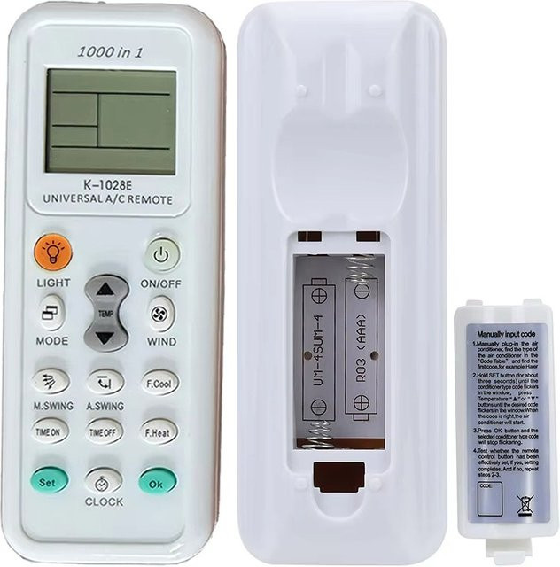 VORTNGLE Universal-Klimaanlagen-Fernbedienung K-1028E in Weiß für Panasonic, Sharp, Fujitsu, Gree, Haier und weitere Modelle - Bild 1