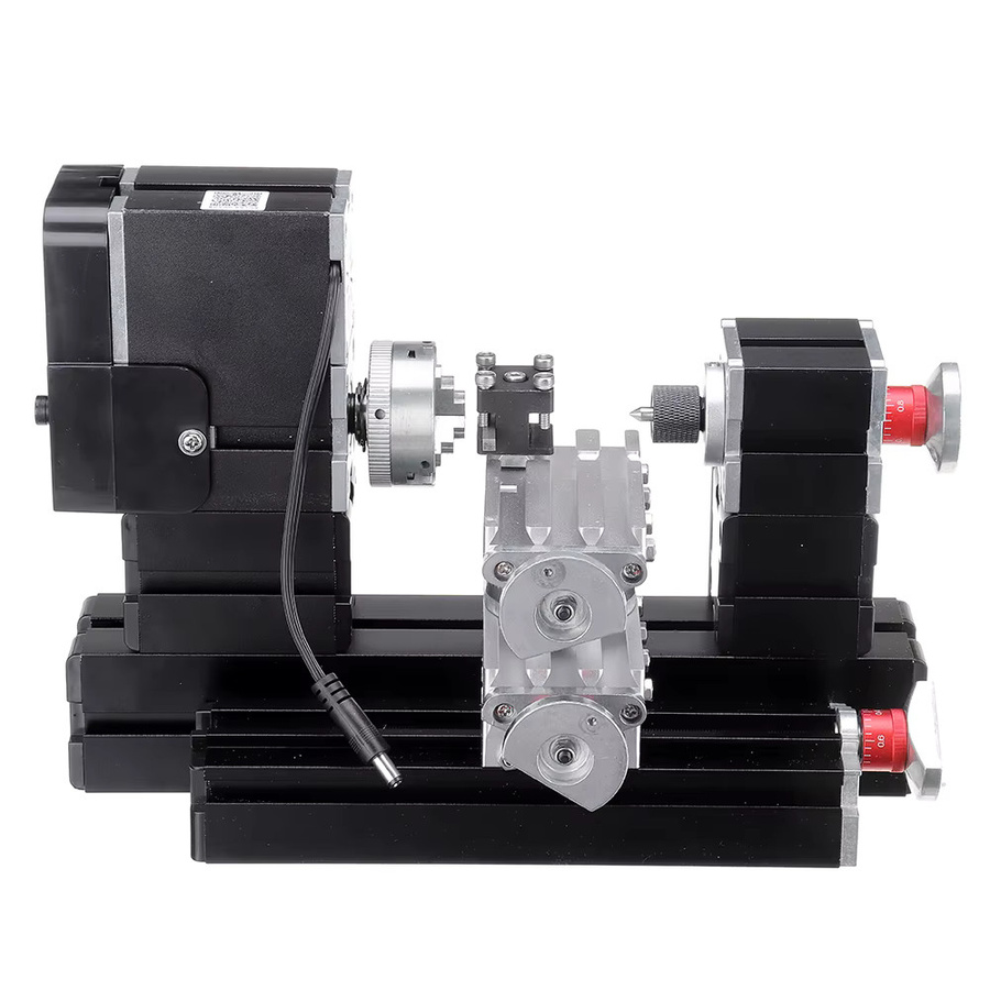 Mini-Metalldrehmaschine mit 60W und 12000RPM inklusive 180-Grad-Z-Achsen-Schieber und Schleifmaschine in Schwarz - Bild 2