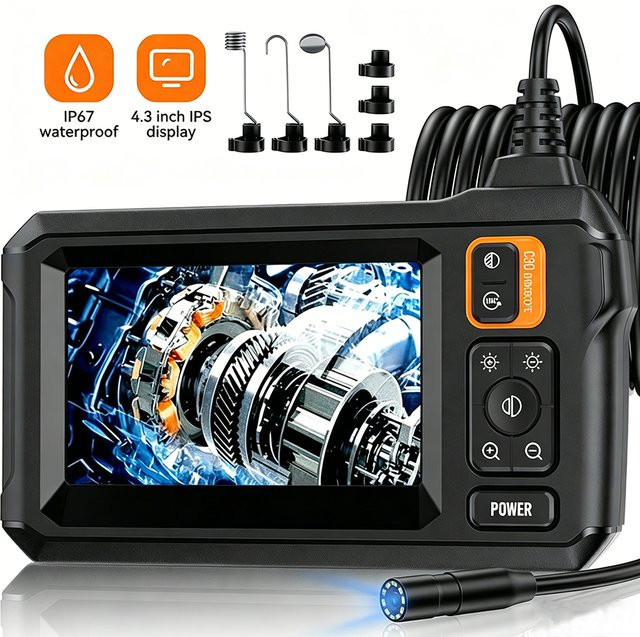 INSKAM Industrie-Endoskopkamera in Schwarz mit 1080P LCD-Display und 8 mm IP67 wasserdichter Schlangenkamera - Bild 1