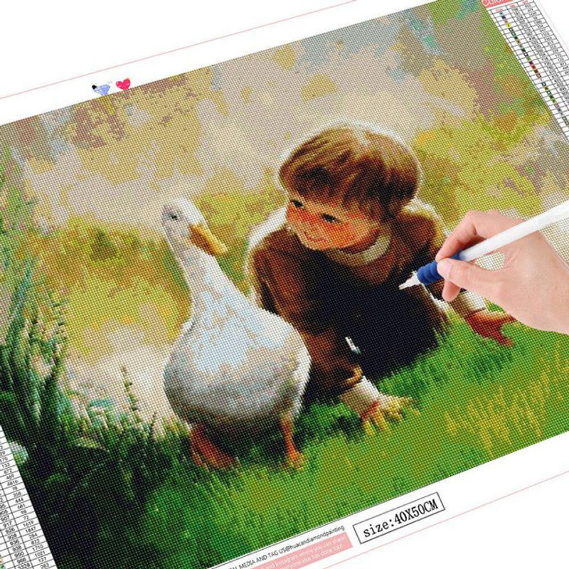 FIYO Diamond Painting Set für Kinder, 5D Mosaik Stickerei mit runden Strasssteinen, Mehrfarbig, B x H: 30 x 20 cm - Bild 1