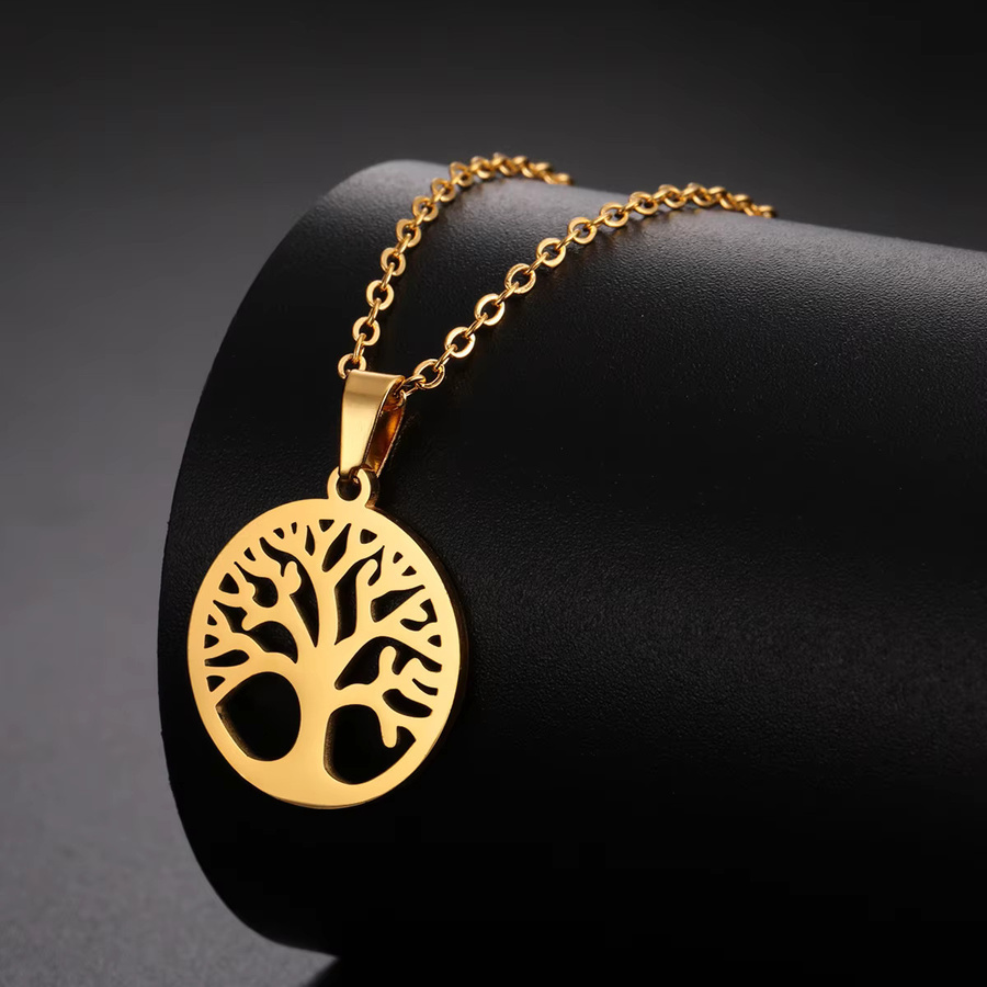 Lemegeton Halskette Edelstahl, Gold, Baum des Lebens, Unisex - Bild 1