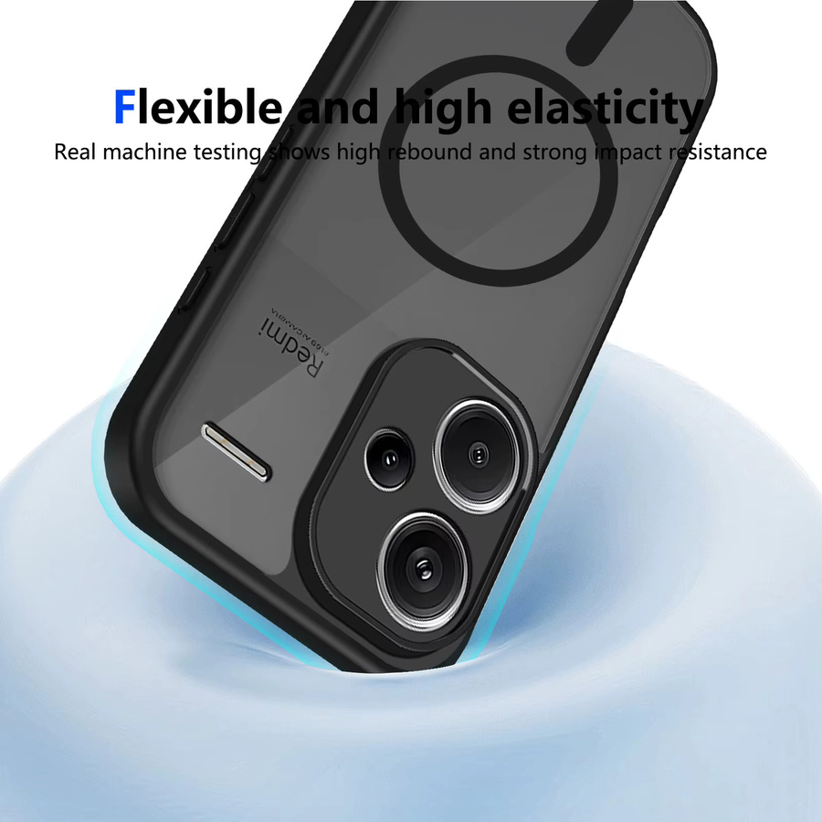 Xiaomi Magnetische Matte Schutzhülle für Redmi Note 13 Pro Plus, Note 13 Pro und Note 13, Transparent Schwarz, Anti-Drop und Stoßfest - Bild 4