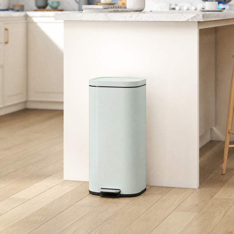 HOMCOM Küchenmülleimer mit Deckel und Pedal, 30l Abfalleimer mit Soft-Close-Funktion, herausnehmbarem Inneneimer und Fingerabdruckschutz, Grün - Bild 2