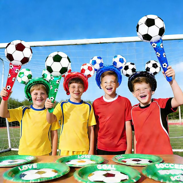 6 Stück Fußball-Haarspangen in Mehrfarbig für Kinder als Partydeko und Geburtstagszubehör - Bild 1