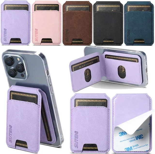 EUCAGR Leder Handyhülle mit Armband für iPhone, Huawei, Xiaomi, Oppo, Vivo, Google Pixel, OnePlus und Samsung in Braun und Lila - Bild 1