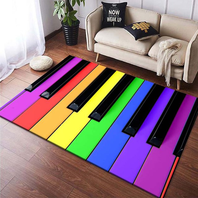 Karpetti Musikteppich mit Klaviertasten Design, rutschfester und waschbarer Teppich für Wohnzimmer, Flur oder Küche, B/T: 60 x 40 cm - Bild 1