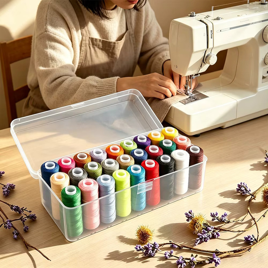 27 Farben Polyester-Nähgarn-Set in Multicolor mit transparenter Aufbewahrungsbox aus Kunststoff - Bild 2