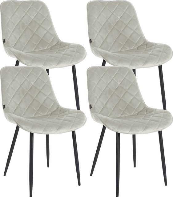 CLP 4er Set Springs Esszimmerstühle aus Samt in Beige mit Metallgestell - Bild 1