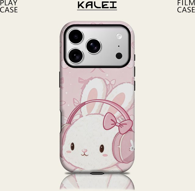 Pastel Bunny Beats Magnetische Handyhülle für iPhone 17 16 15 14 13 Pro Max Plus, robuste doppelschichtige Hülle, Farbe: Pink - Bild 1