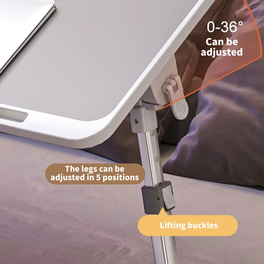 HGTUGO Klappbarer Laptop-Tisch in Grau mit höhenverstellbarer Arbeitsfläche und ergonomischem Design für Bett und Sofa - Bild 2