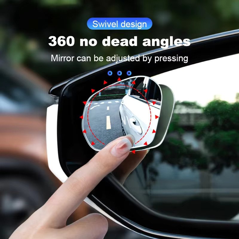 Blalion 2er Set Totenwinkel-Spiegel für Auto und Motorrad, 360 Grad drehbar, rahmenlose Weitwinkel-Rückspiegel, Schwarz/Transparent - Bild 3