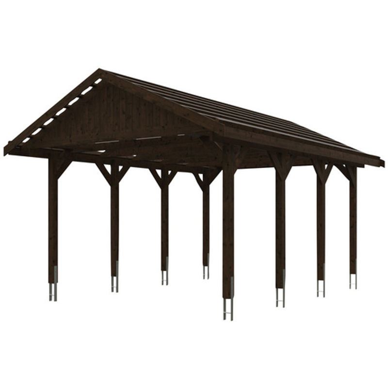 Satteldach-Carport Wallgau von SKANHOLZ in Nussbaum Braun B/T: 430 x 600 cm, Firsthöhe: 326 cm - Bild 2