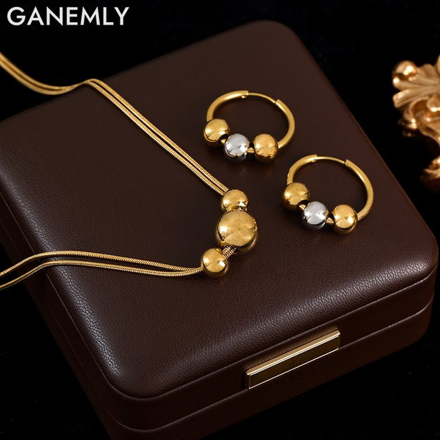 GANEMLY Schmuck-Set, Edelstahl, Gold, Perle, Damen - Bild 1