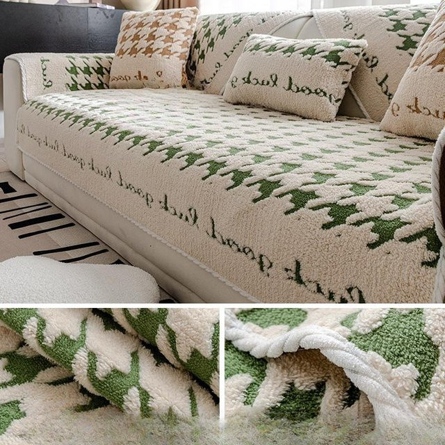 Quadratisches Sofa Kissen in Beige mit Fleece- und Jacquard-Struktur, Breite: 70 cm, Höhe: 70 cm - Bild 1