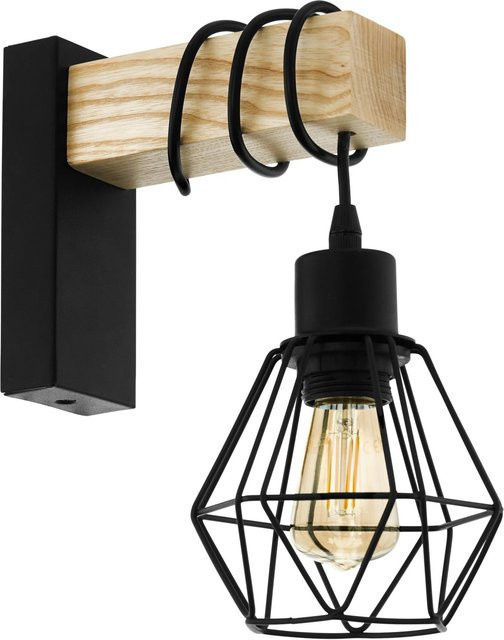 Eglo Wandleuchte Townshend 5 in Schwarz-Braun mit E27 Fassung - Bild 1