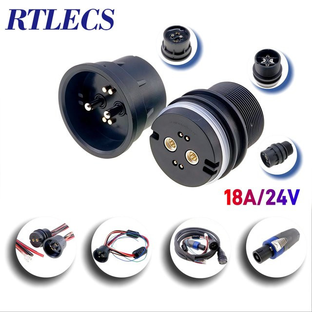RTLECS Wasserdichter magnetischer Rundsteckverbinder 4 + 2-polig in Schwarz und Gold, 18 A, 24 V, DC-Ladegerät mit Drahtgewinde und vergoldeten Kontakten - Bild 1