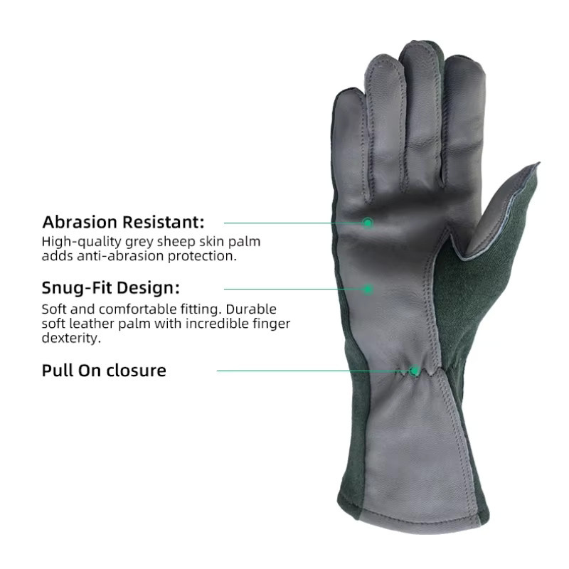 XYEHS Feuerfeste Aramid-Arbeitshandschuhe mit Lederbündchen für Militär- und Pilotenuniformen - Bild 4
