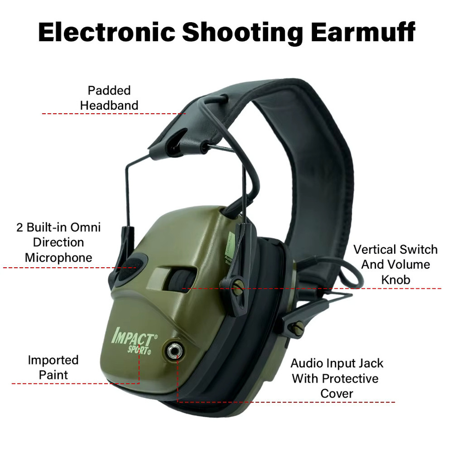 Aktives Over-Ear Schieß-Headset als elektronischer Gehörschutz für die Jagd in Schwarz oder Grün - Bild 3