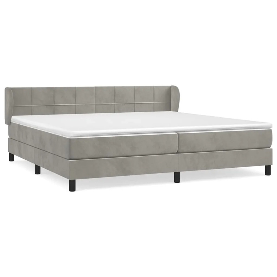 vidaXL Boxspringbett mit Matratze in Grau aus Samt, Hybrid-Design mit Taschenfederkern, B/T/H: 200 x 200 x 78 cm - Bild 2