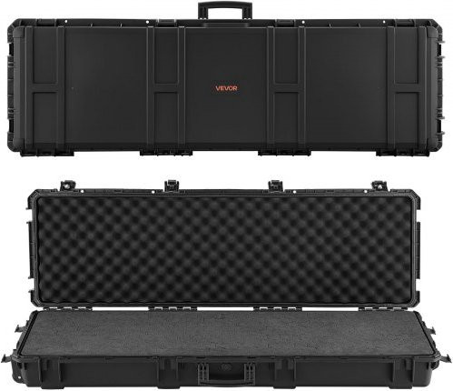 VEVOR Waffenkoffer mit Hartschale für Langwaffen, abschließbarer Gewehrkoffer mit abnehmbarem XPE-Schaum, rollbar, IP67 wasserfest, Schwarz, B/T/H: 134,1 x 42,5 x 18 cm - Bild 1