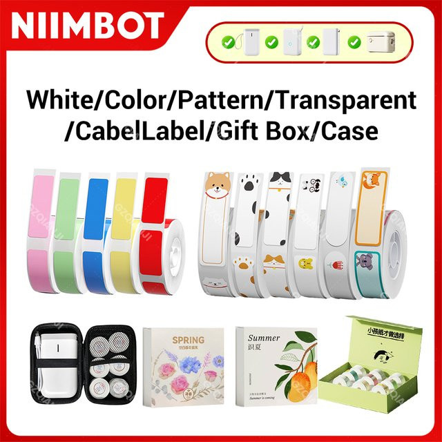 Niimbot Etikettendrucker-Papier für D110 und D11, transparentes thermisches Aufkleberpapier, wasserfest und ölbeständig, Farbe: Blau - Bild 1
