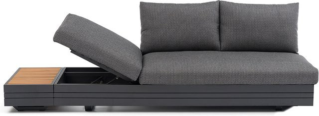 Zebra Cubo Neo Loungeset 2-teilig mit 3-Sitzer Sofa und Kaffeetisch in Grau mit Aluminiumgestell und Teakholz - Bild 1