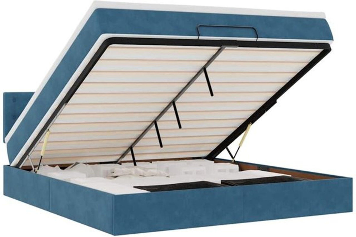 Vidaxl Ottoman Polsterbett mit Matratze aus Samt in Dunkelblau, B/T/H: 180 x 200 x 88 cm - Bild 1