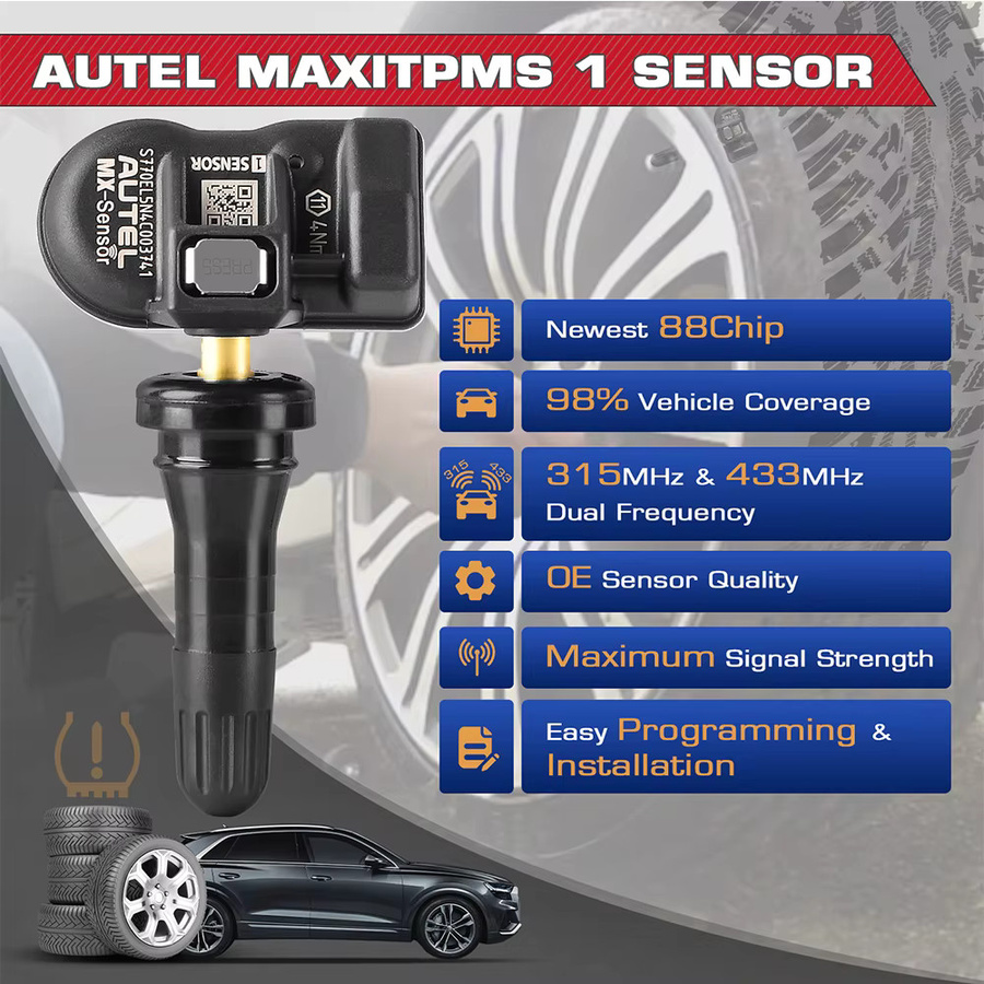 Autel MX-Sensor TPMS 2-in-1 Einpressbare Reifensensoren in Schwarz, 315MHz und 433MHz, kompatibel mit TS501 Pro und TS508WF - Bild 2
