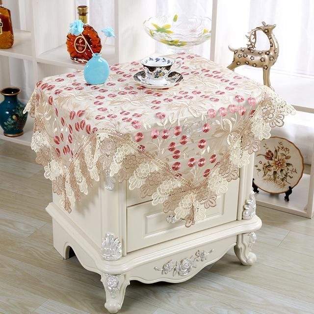 Europa Luxus Bestickte Tischdecke Löwenzahn Spitze in Rosa, B/B: 65 x 65 cm - Bild 1
