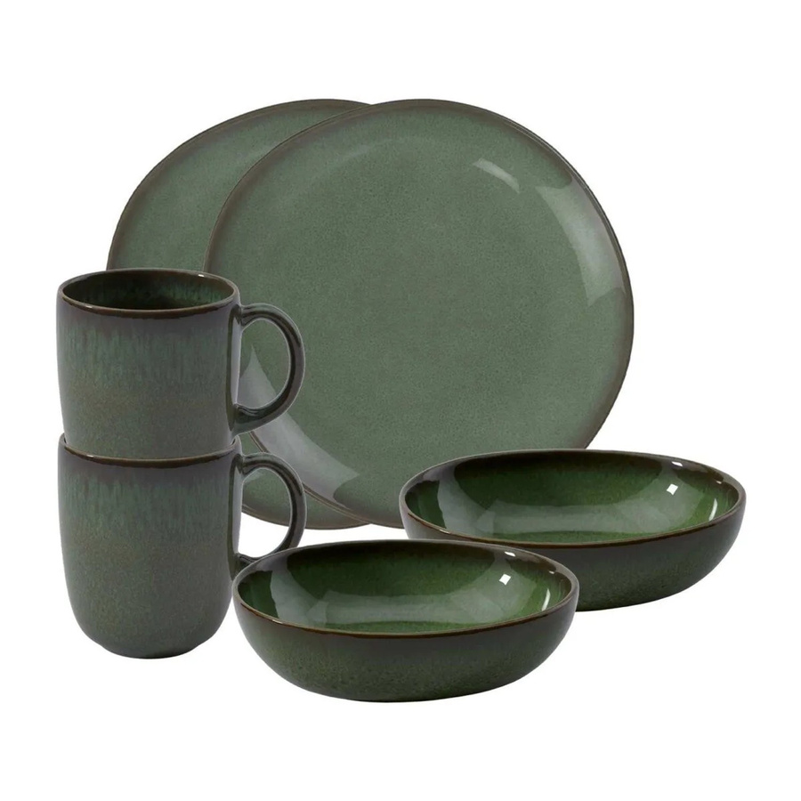 Villeroy & Boch like. Frühstücks-Set Lave, 6-teiliges Keramik-Set, Grün - Bild 2