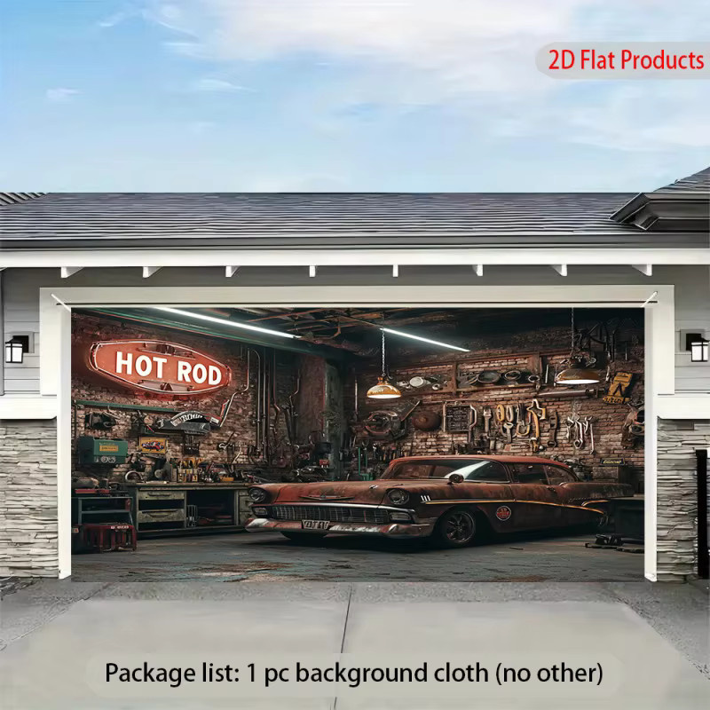 Vintage Auto Garage Banner Party Dekoration im Retro-Stil, Mehrfarbig, Breite: 150 cm, Höhe: 100 cm - Bild 2