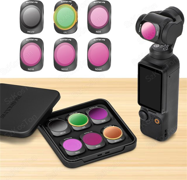 Sunnylife NDPL CPL Filter Kit für DJI Osmo Pocket 3, Objektiv Filter Set mit ND8 ND16 ND32 MCUV in Schwarz - Bild 1