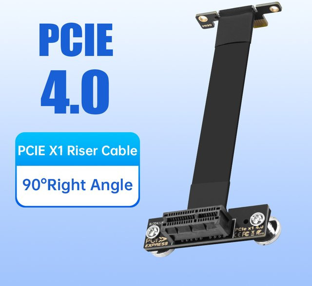 Fenvi PCIe 4.0 x1 Riser-Kabel 90 Grad, rechtwinklig, magnetische PCI Express x1 Verlängerungskabel-Konverter für PCIe-WLAN-Karten, Schwarz, Länge: 10 cm - Bild 1