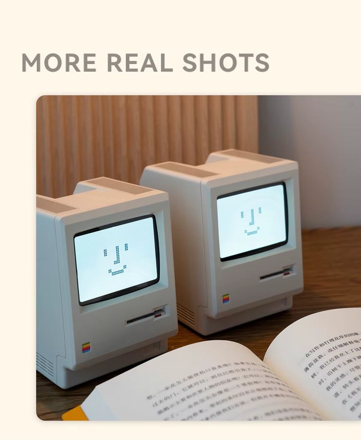 Maclock Macintosh Retro Wecker mit digitalem Uhrendesign in Weiß - Bild 5