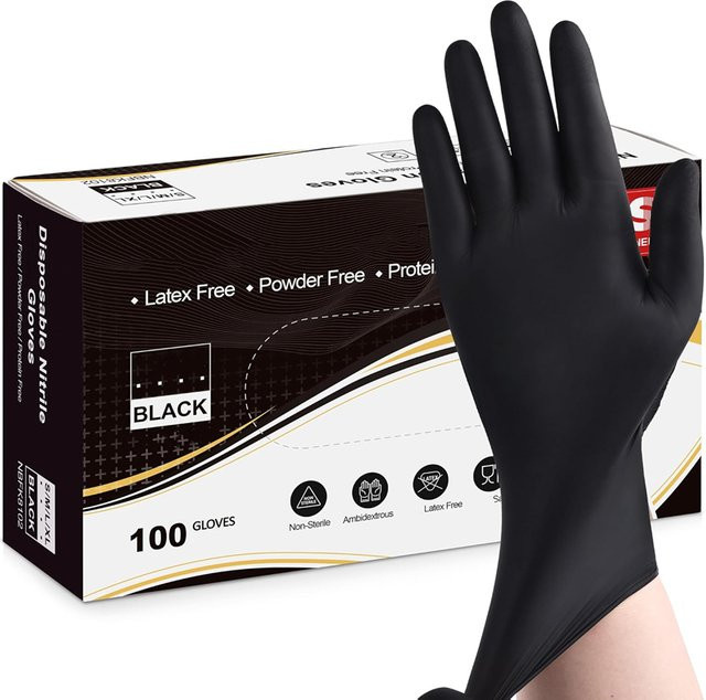 Nitril-Einweghandschuhe in Schwarz, Größe S, latexpuderfrei, 20 Stück - Bild 1