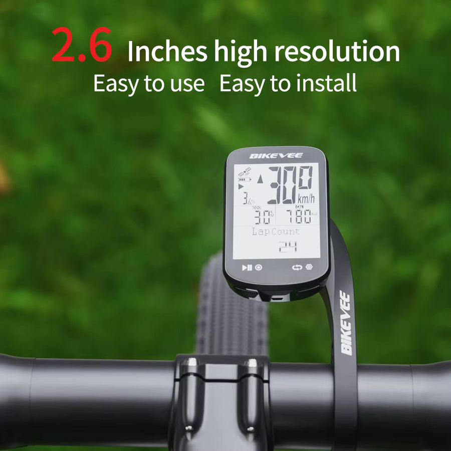 Bikevee GPS Wireless Fahrradcomputer in Schwarz mit 2,6 Zoll Display, Bluetooth und ANT+ inklusive Trittfrequenz- und Geschwindigkeitssensor - Bild 3