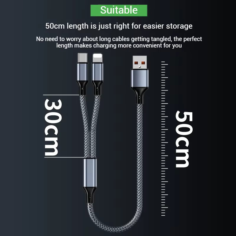 Setolgh 2-in-1 Kurzes Schnellladekabel USB-A auf Typ-C und Micro USB in Grau - Bild 4